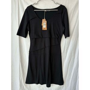 Prana Abilene Dress Wool Polyester Blend Black Womens Size Medium